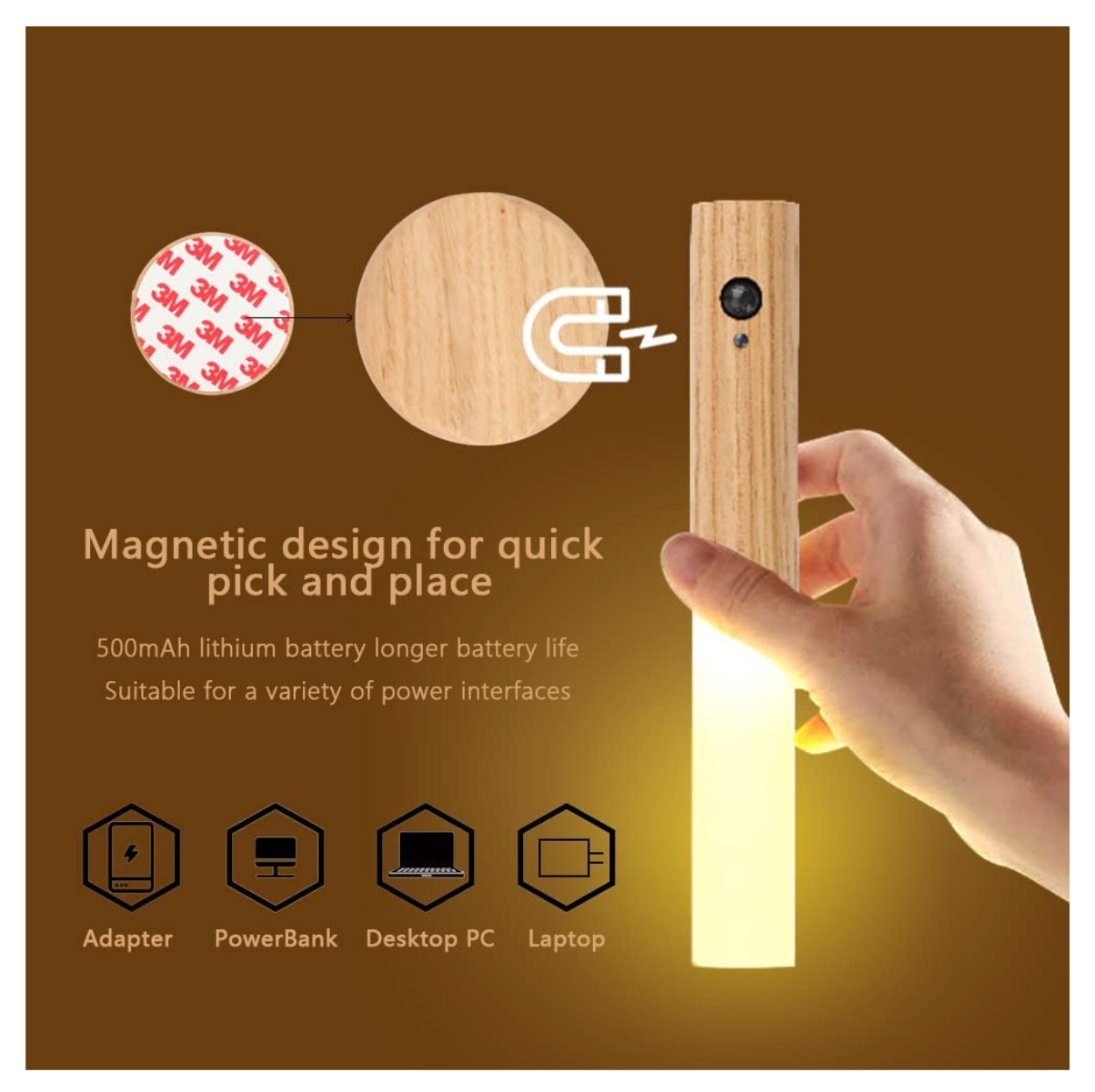 Miniatura 1 de Lampara Magnetica sensor en Madera Vara